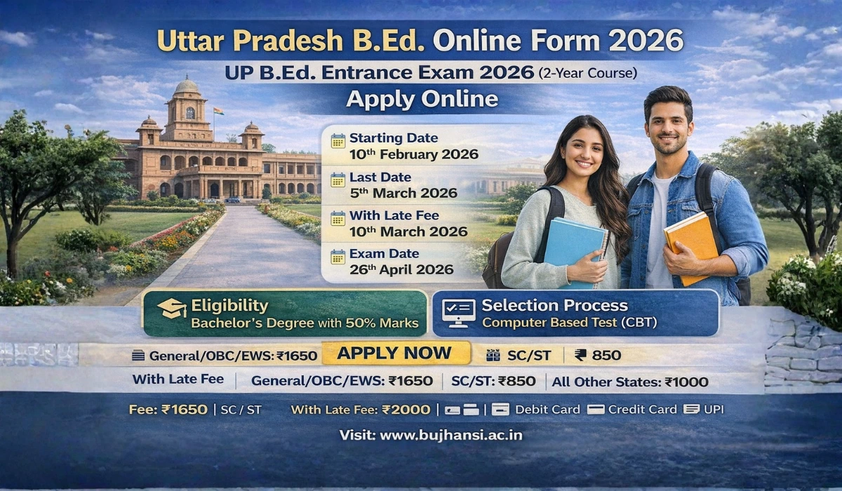 Uttar Pradesh B.Ed. Online Form 2026 – UP B.Ed Entrance Exam 2026 (2 Year Course) Apply Online