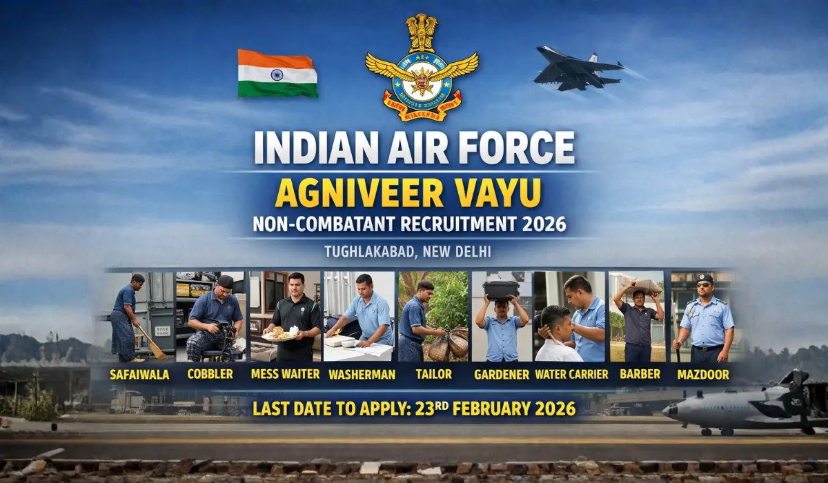 Indian Air Force Agniveer Vayu Non-Combatant Recruitment 2026 (Tughlakabad, New Delhi): 10वीं पास के लिए भर्ती – ऑफलाइन आवेदन
