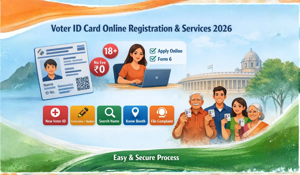 Voter ID Card Online Registration & Voter Services 2026: नया वोटर कार्ड बनाएं, सुधार करें और नाम खोजें