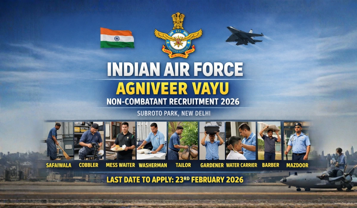 Indian Air Force Agniveer Vayu Non-Combatant Recruitment 2026 (Subroto Park, New Delhi): 10वीं पास के लिए भर्ती – ऑफलाइन आवेदन