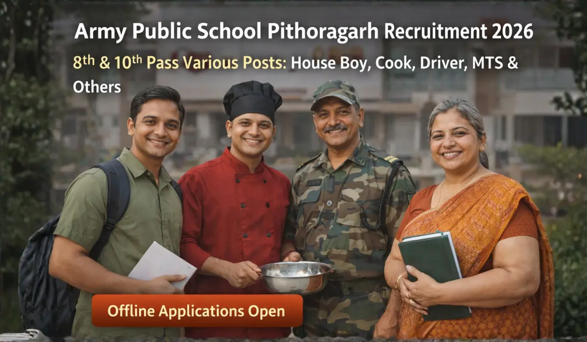 Army Public School Pithoragarh Recruitment 2026 | 8th 10th Pass MTS Cook Driver Vacancy Offline Form