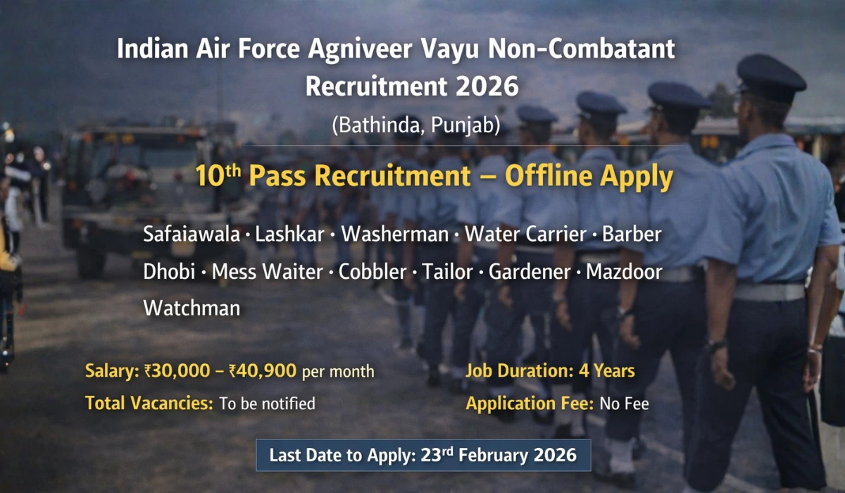 Indian Air Force Agniveer Vayu Non-Combatant Recruitment 2026 (Bathinda, Punjab)