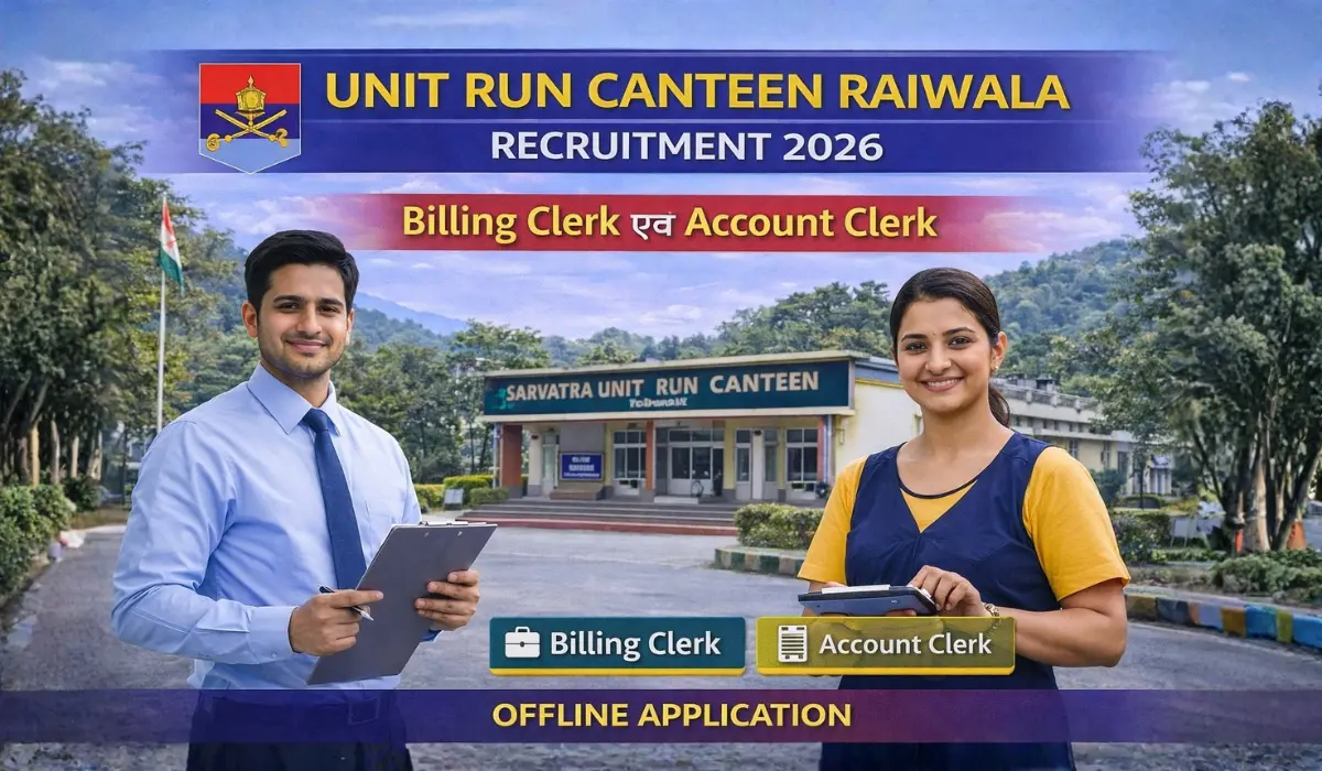Unit Run Canteen Raiwala Recruitment 2026: Billing Clerk एवं Account Clerk भर्ती – ऑफलाइन आवेदन