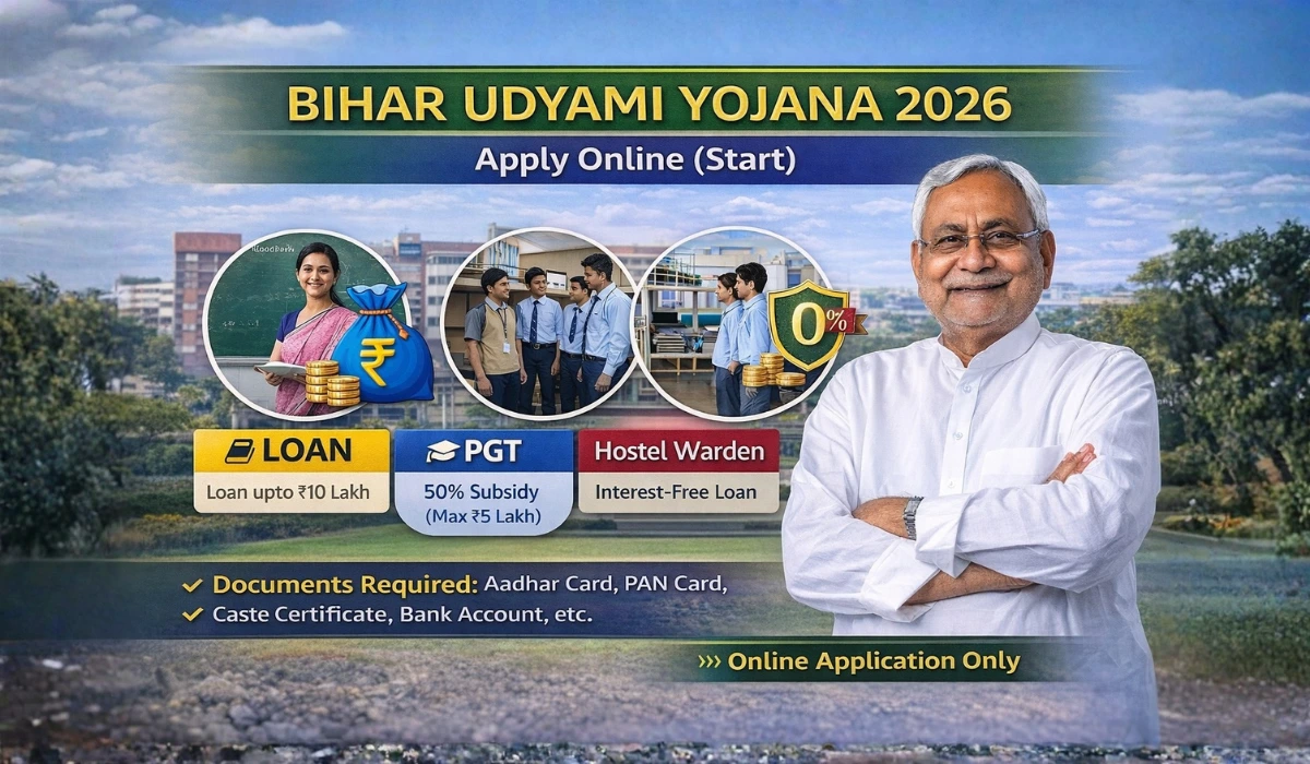 Bihar Udyami Yojana 2026 Apply Online – ₹10 लाख लोन व 50% सब्सिडी