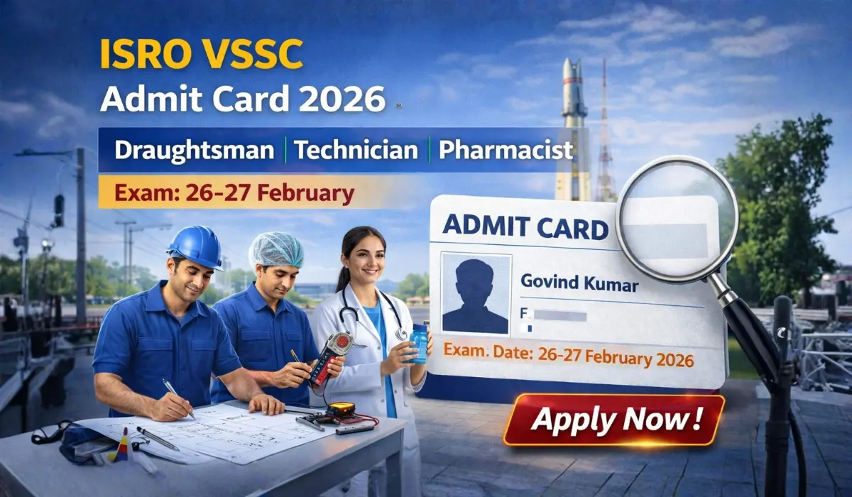 ISRO VSSC Admit Card 2026 जारी: Draughtsman, Technician और Pharmacist परीक्षा 26-27 फरवरी