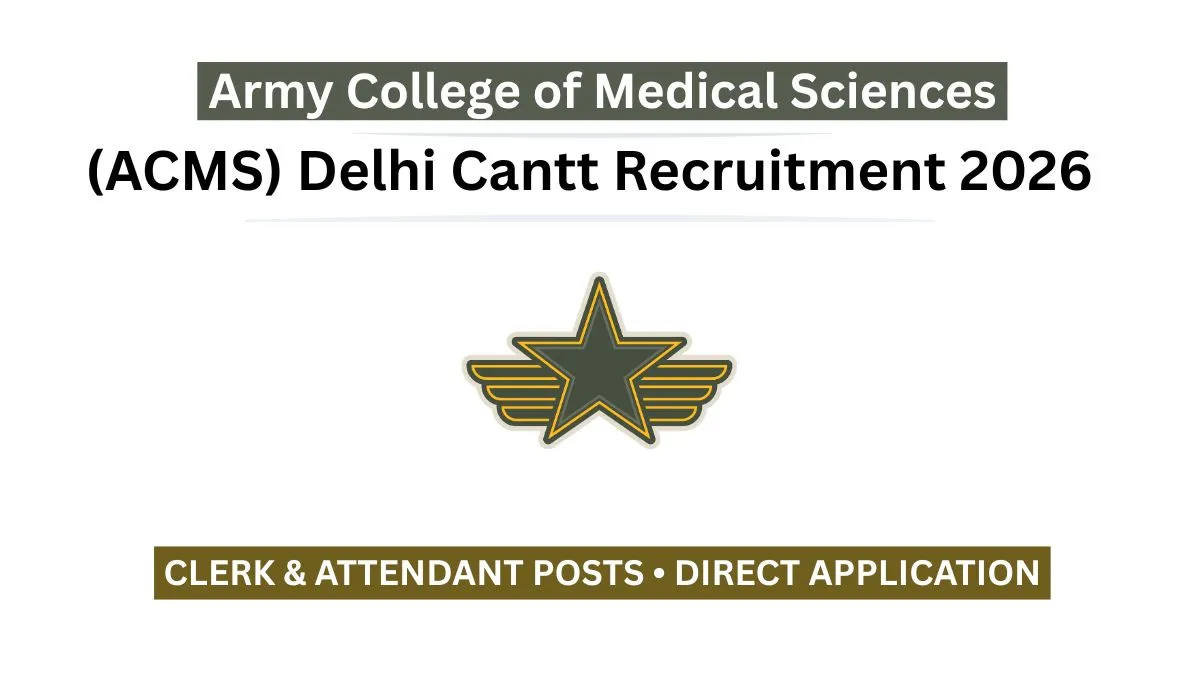 ACMS Delhi Cantt Recruitment 2026 Clerk and Attendant Posts Notification