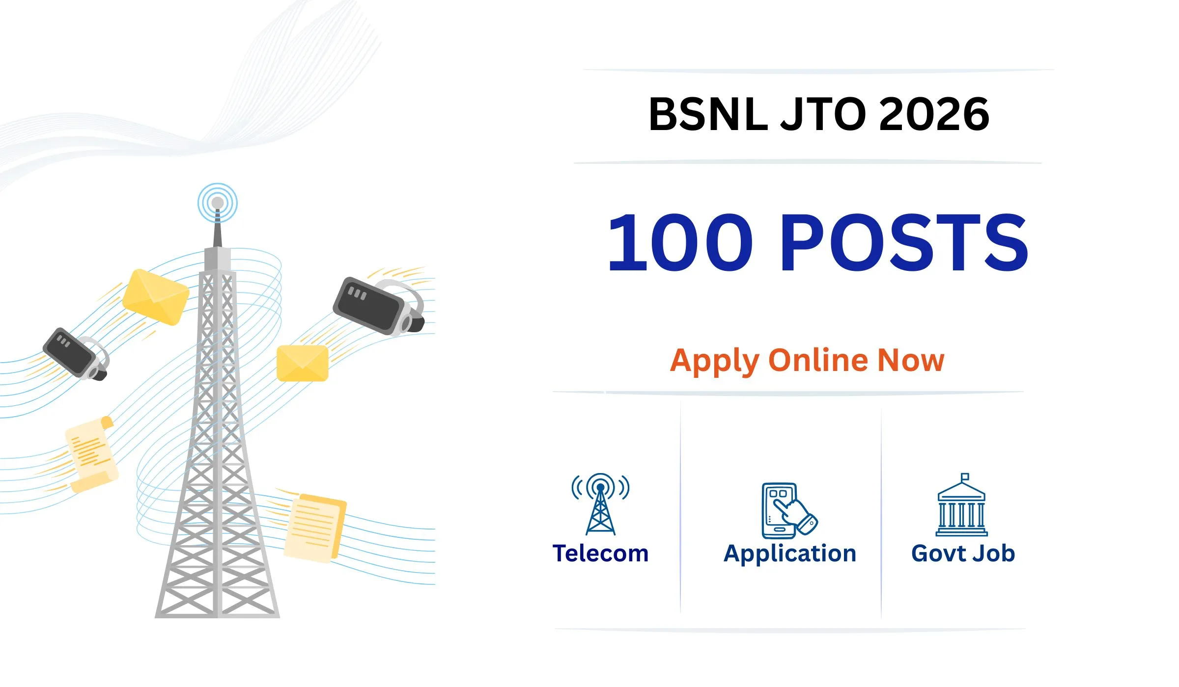 BSNL JTO Recruitment 2026 notification for 100 Junior Telecom Officer posts apply online