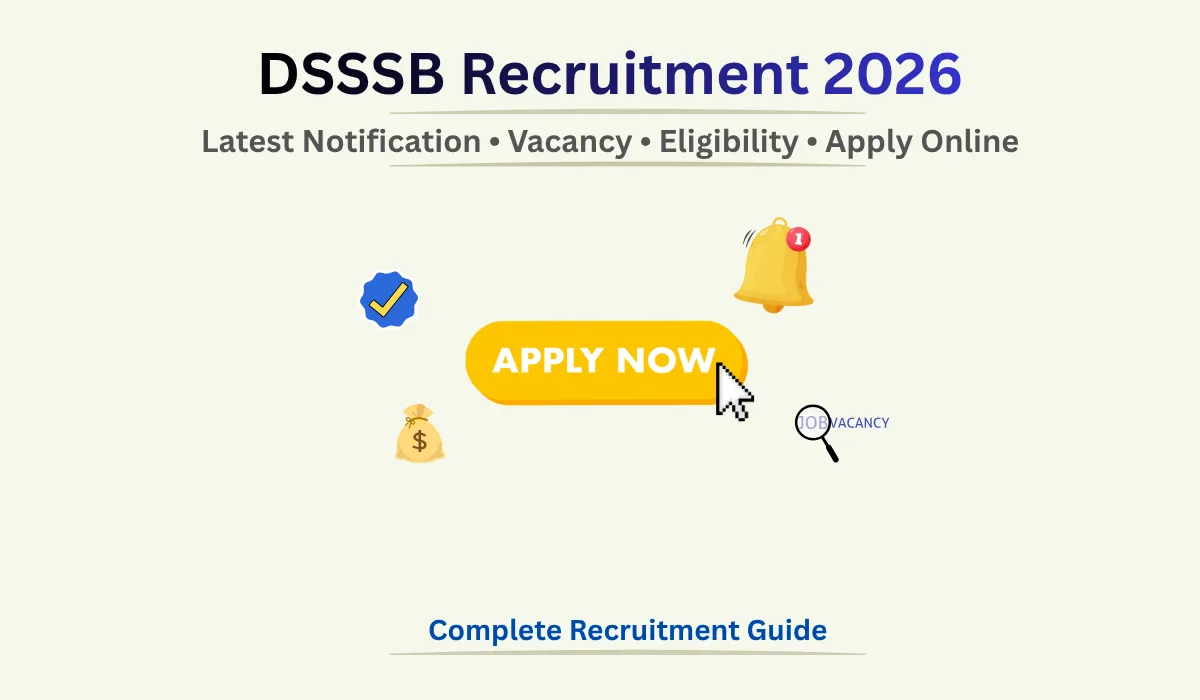 DSSSB Recruitment 2026 notification with vacancy details, eligibility criteria and apply online information