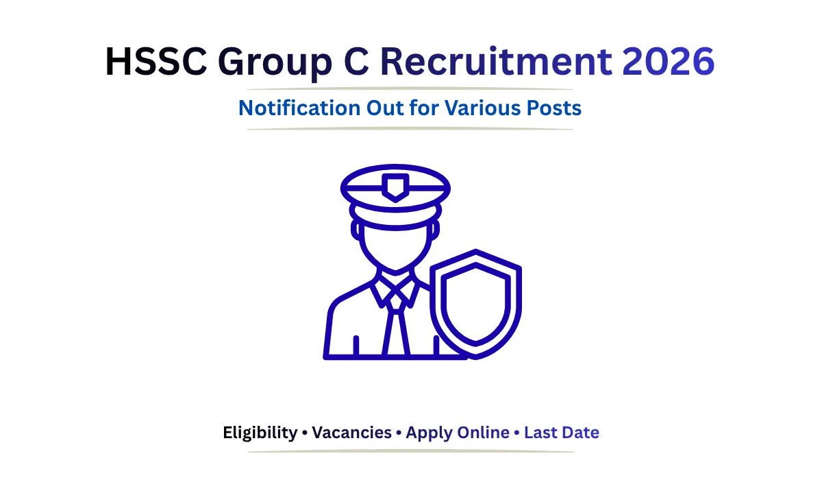 HSSC Group C Recruitment 2026 notification for various posts with eligibility, vacancies, important dates, and online application details