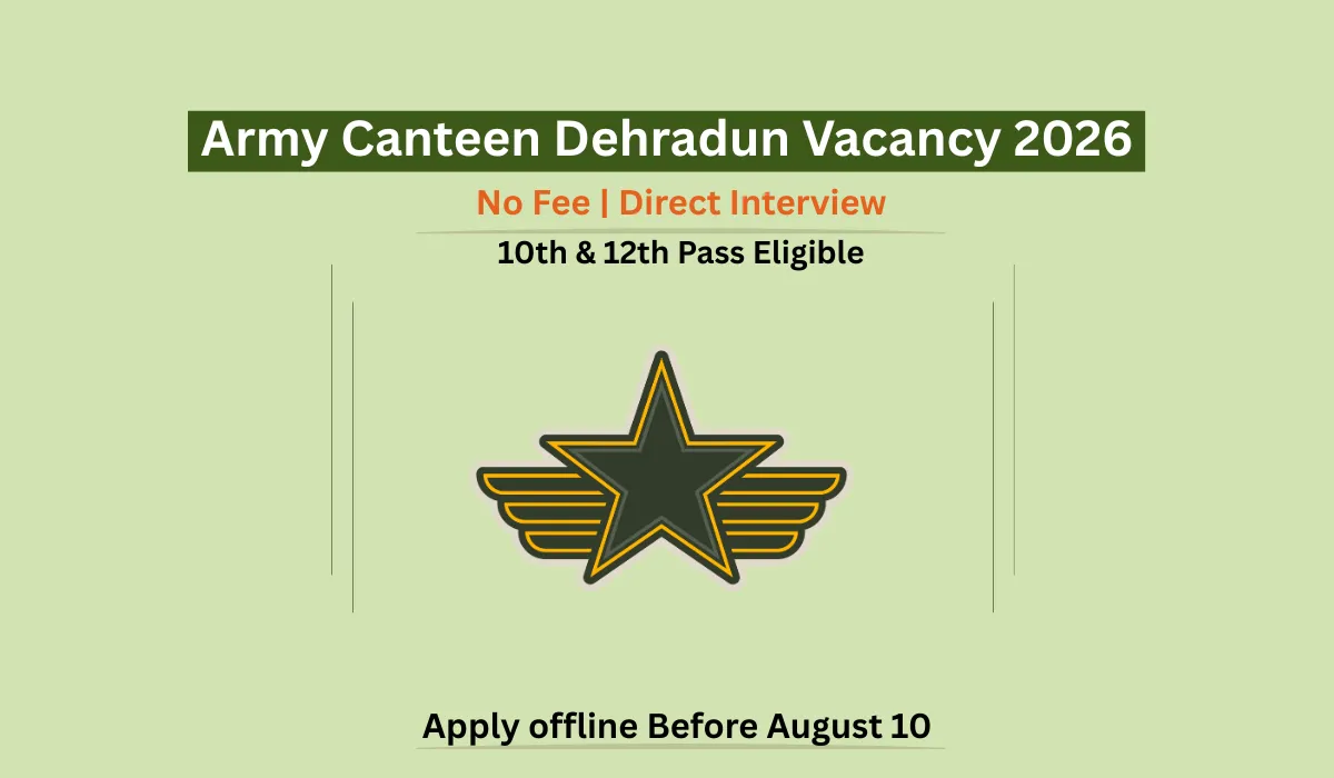 Army Canteen Dehradun Vacancy 2026 Clerk Helper Accountant Recruitment