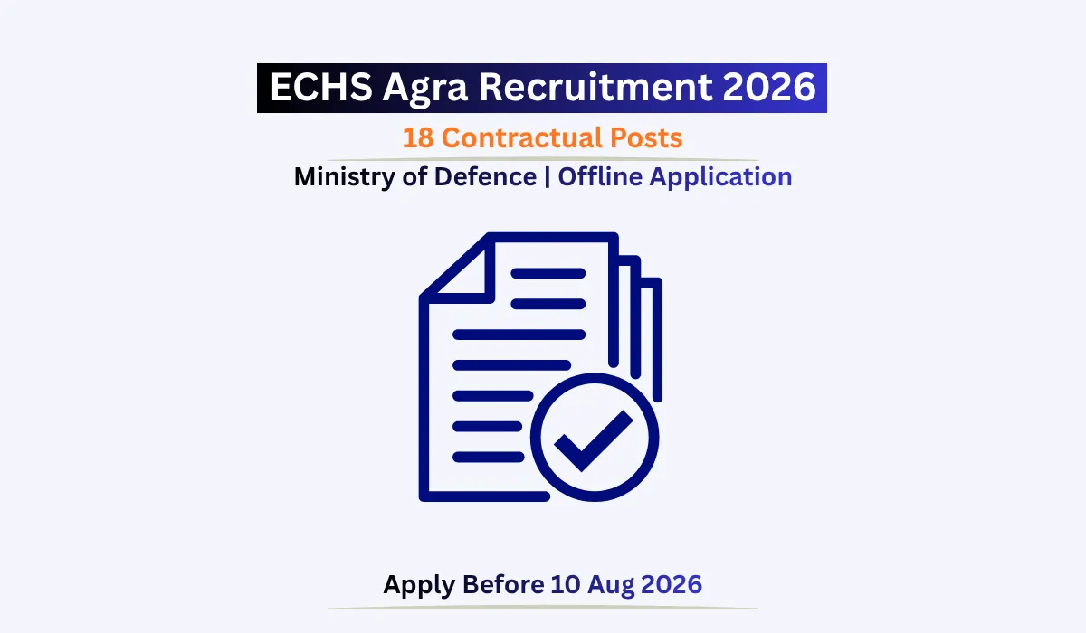 ECHS Agra Recruitment 2026 notification for 18 contractual posts under Ministry of Defence