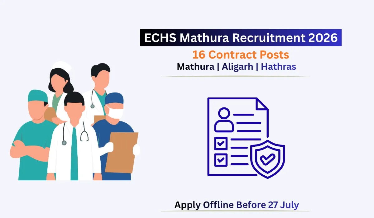 ECHS Mathura Recruitment 2026 notification for 16 contract posts in Mathura, Aligarh and Hathras with offline application before 27 July 2026