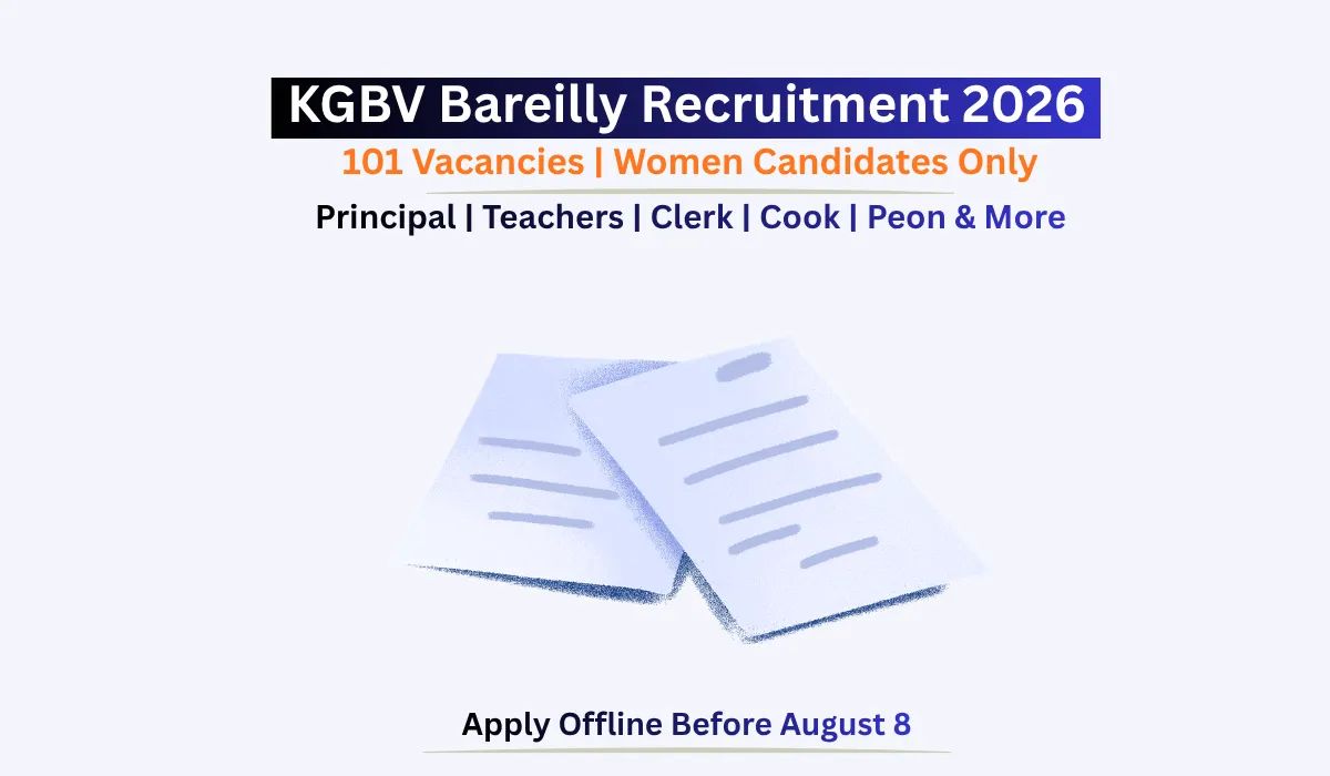 KGBV Bareilly Recruitment 2026 for 101 women vacancies