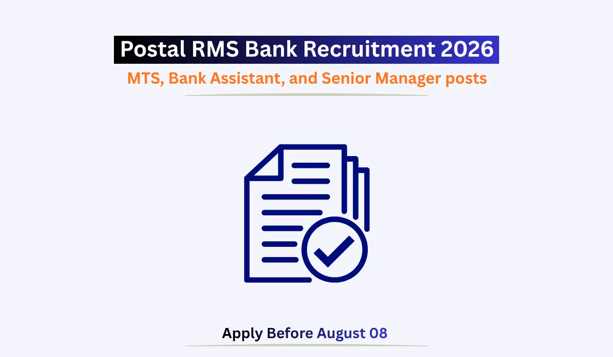 Postal RMS Bank Recruitment 2026 job vacancy notification featured image.